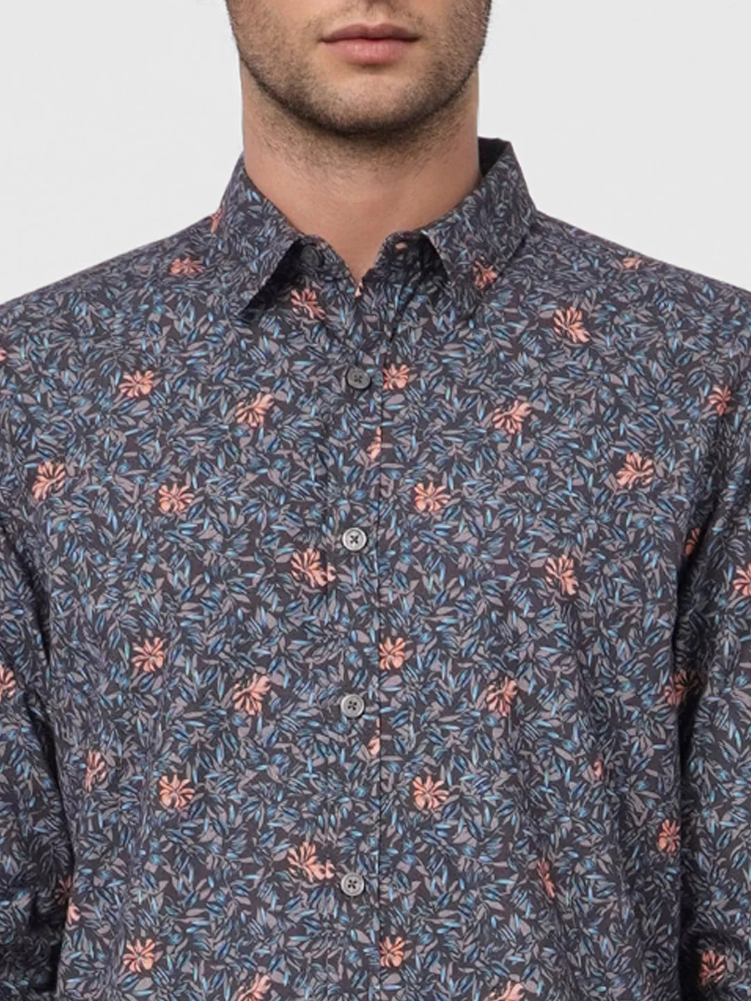 Grey Printed Full Sleeves Shirt - Image 5
