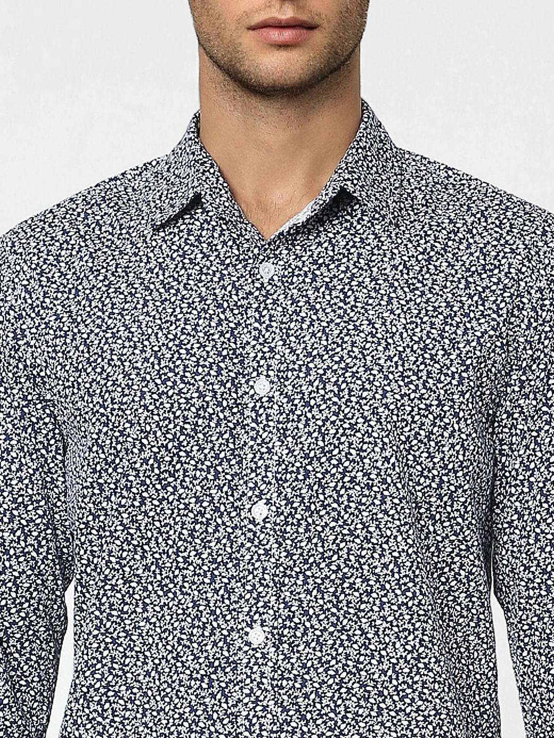 Blue Floral Print Full Sleeves Shirt - Image 5
