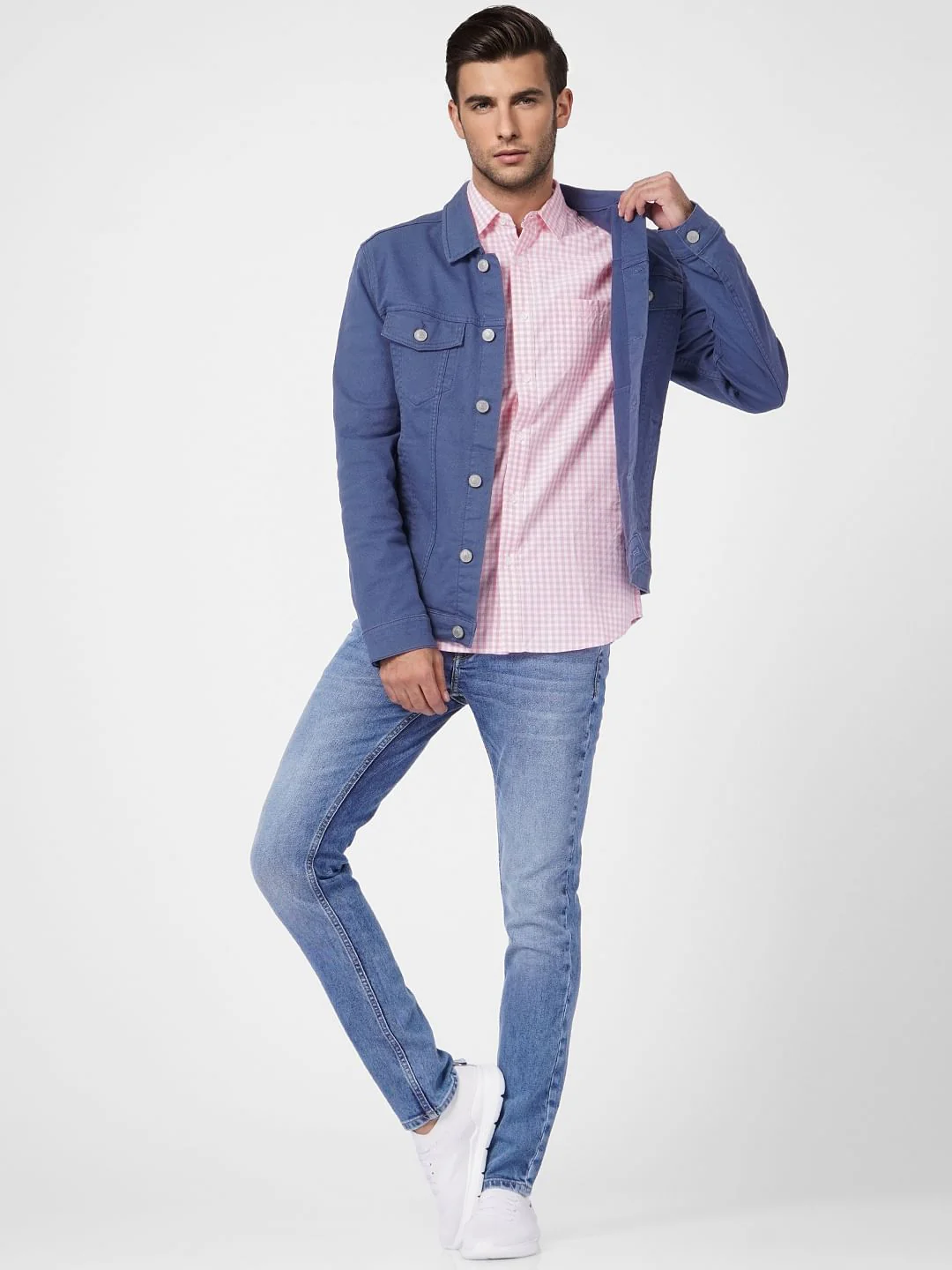Pink Check Print Short Sleeves Shirt