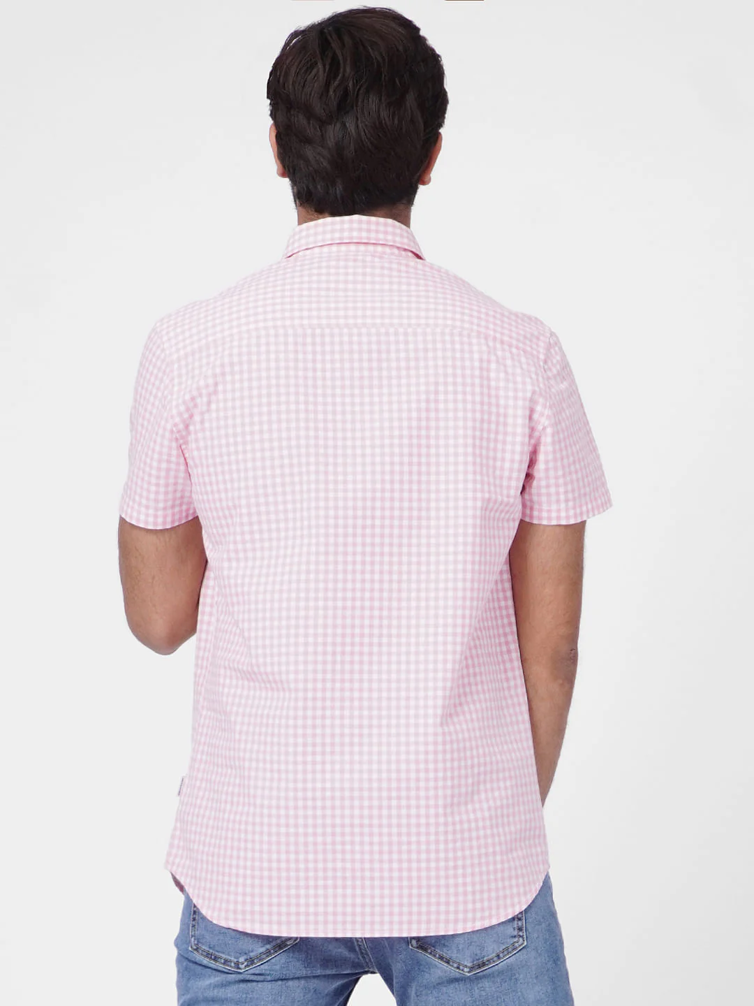 Pink Check Print Short Sleeves Shirt - Image 4