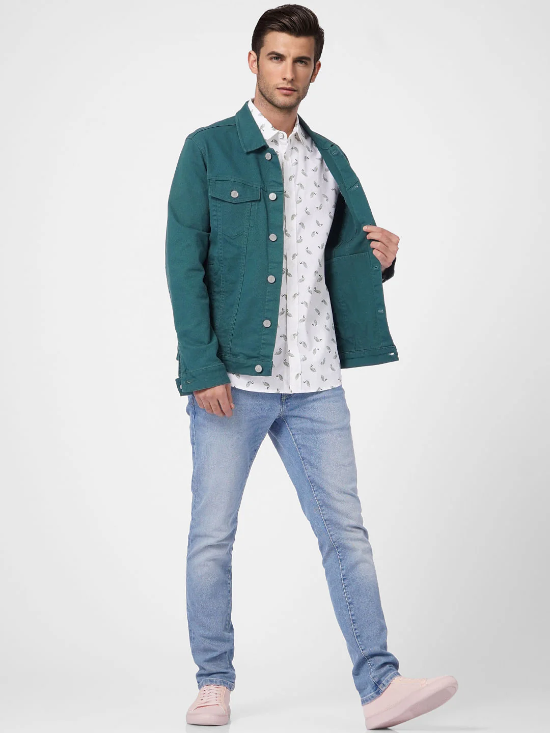 White Printed Full Sleeves Shirt
