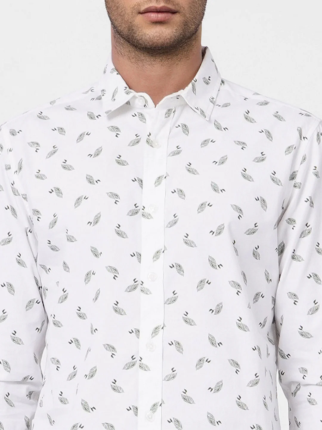 White Printed Full Sleeves Shirt - Image 5