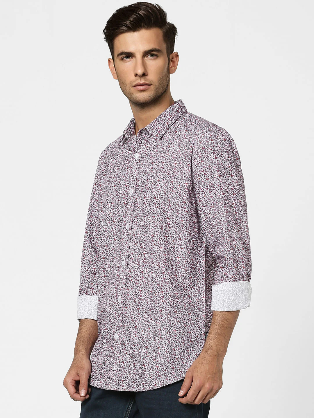 Red Floral Full Sleeves Shirt - Image 3