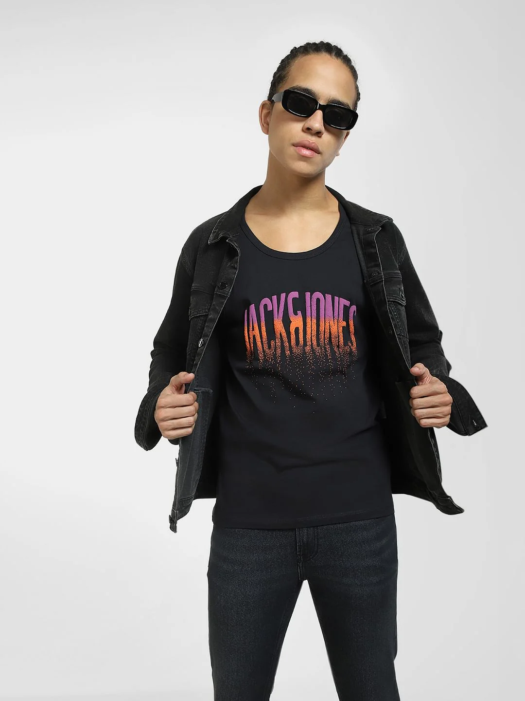Black Logo Print Casual Vest