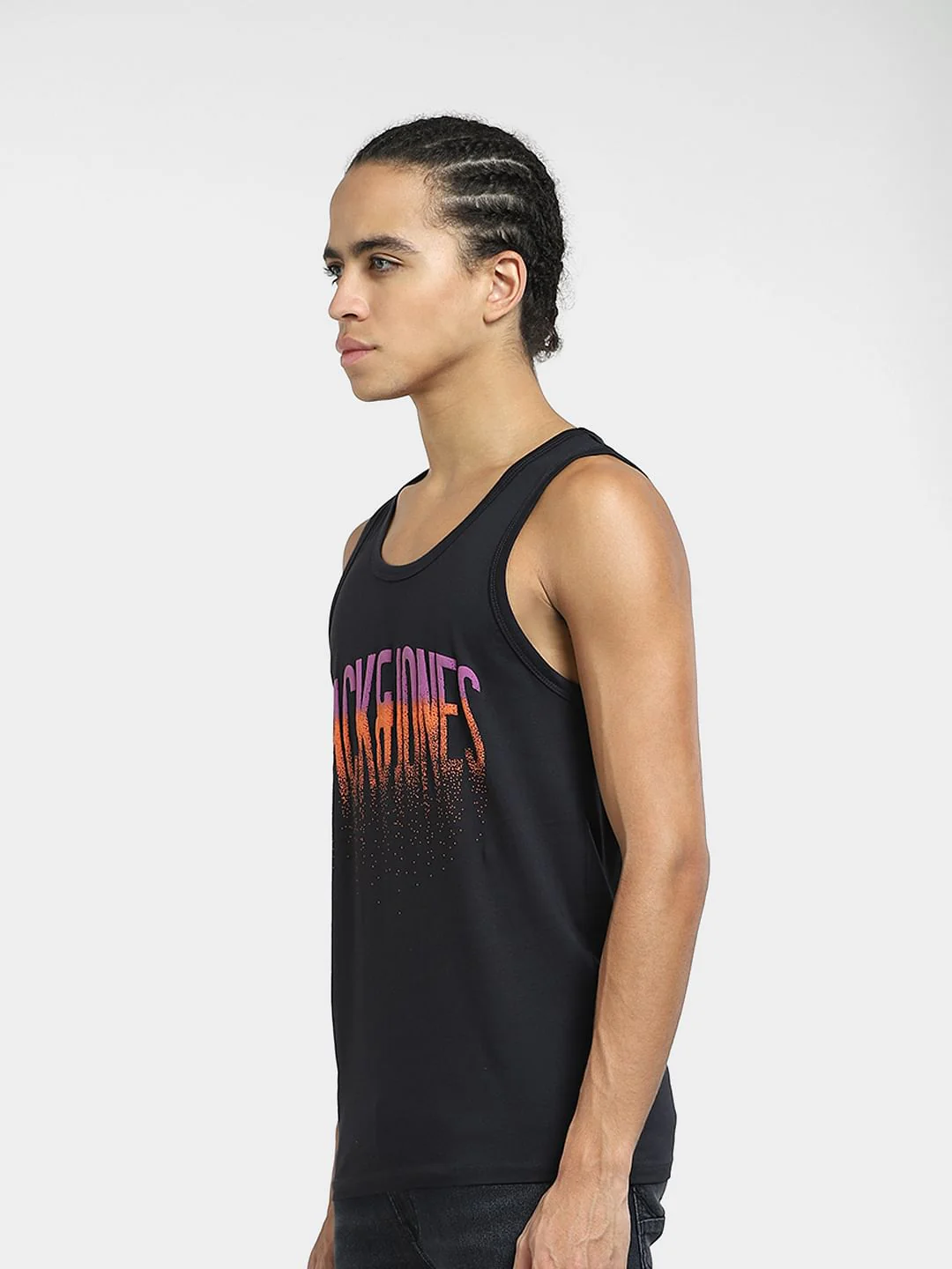 Black Logo Print Casual Vest - Image 3