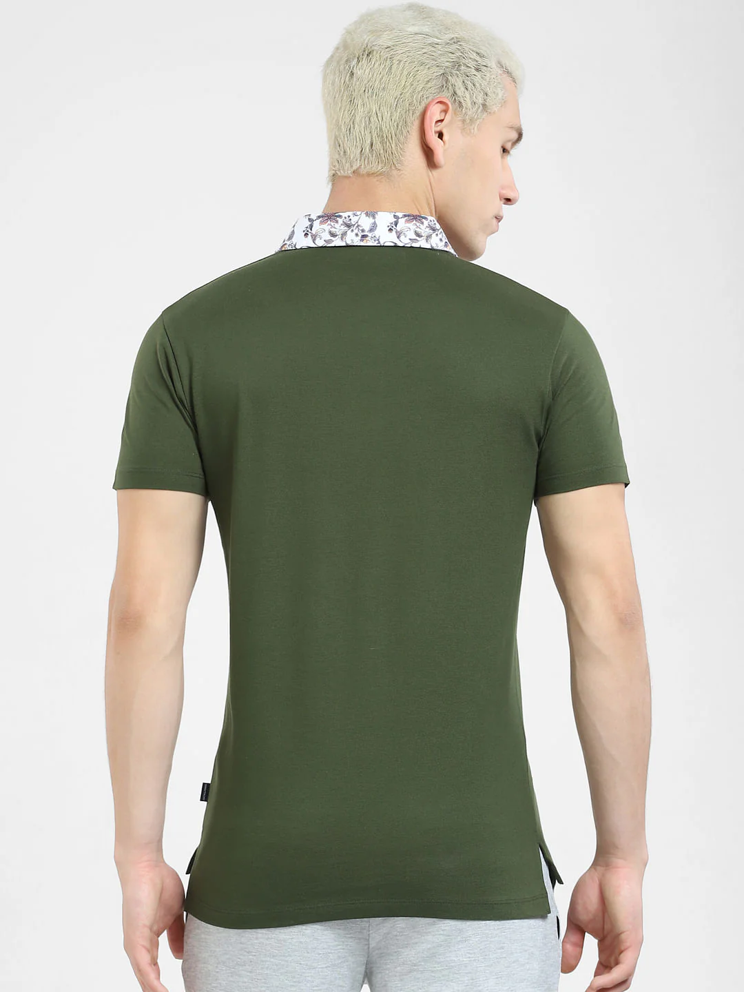 Green Floral Collar Polo T-shirt - Image 4