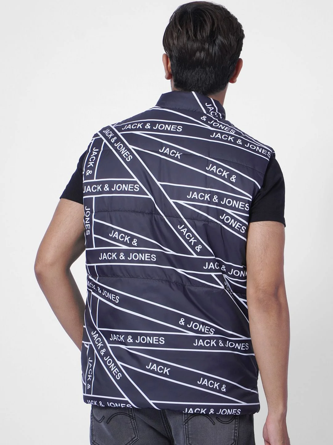Blue Logo Print Body Warmer Vest - Image 4