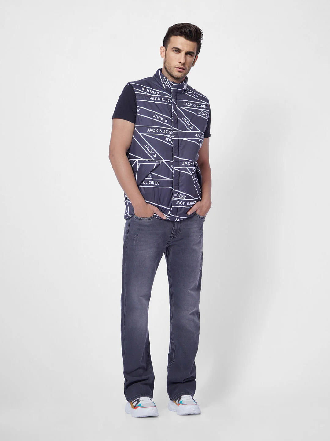 Blue Logo Print Body Warmer Vest - Image 6