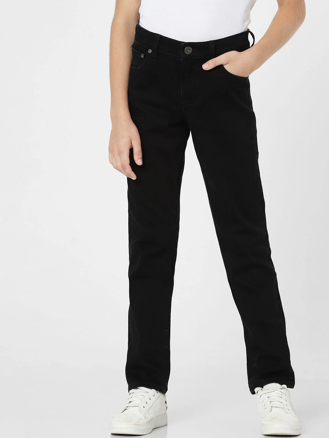 Boys Black Mid Rise Clark Straight Fit Jeans - Image 2