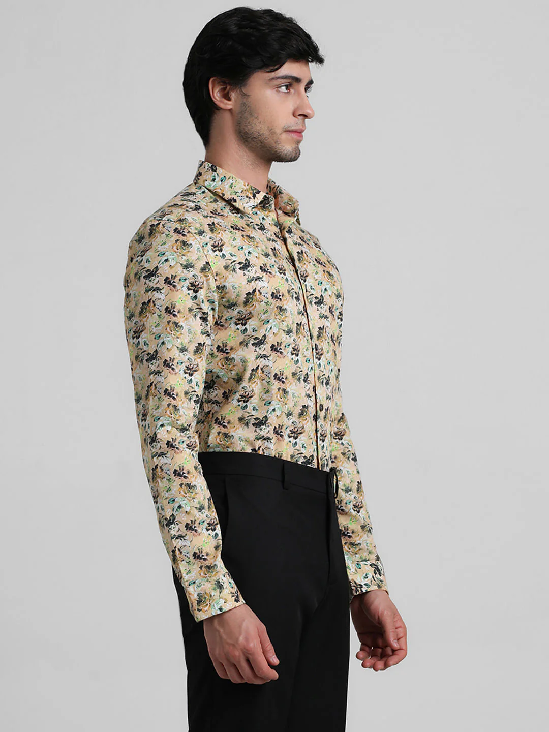 Yellow Floral Full Sleeves Shirt - Image 3