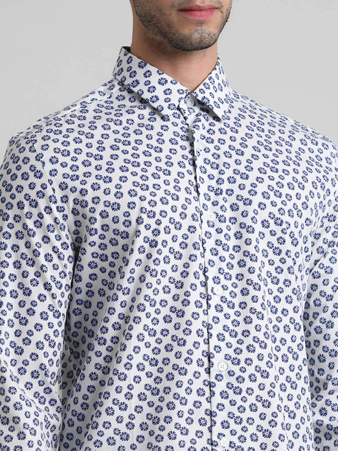 White Floral Full Sleeves Shirt - Image 5