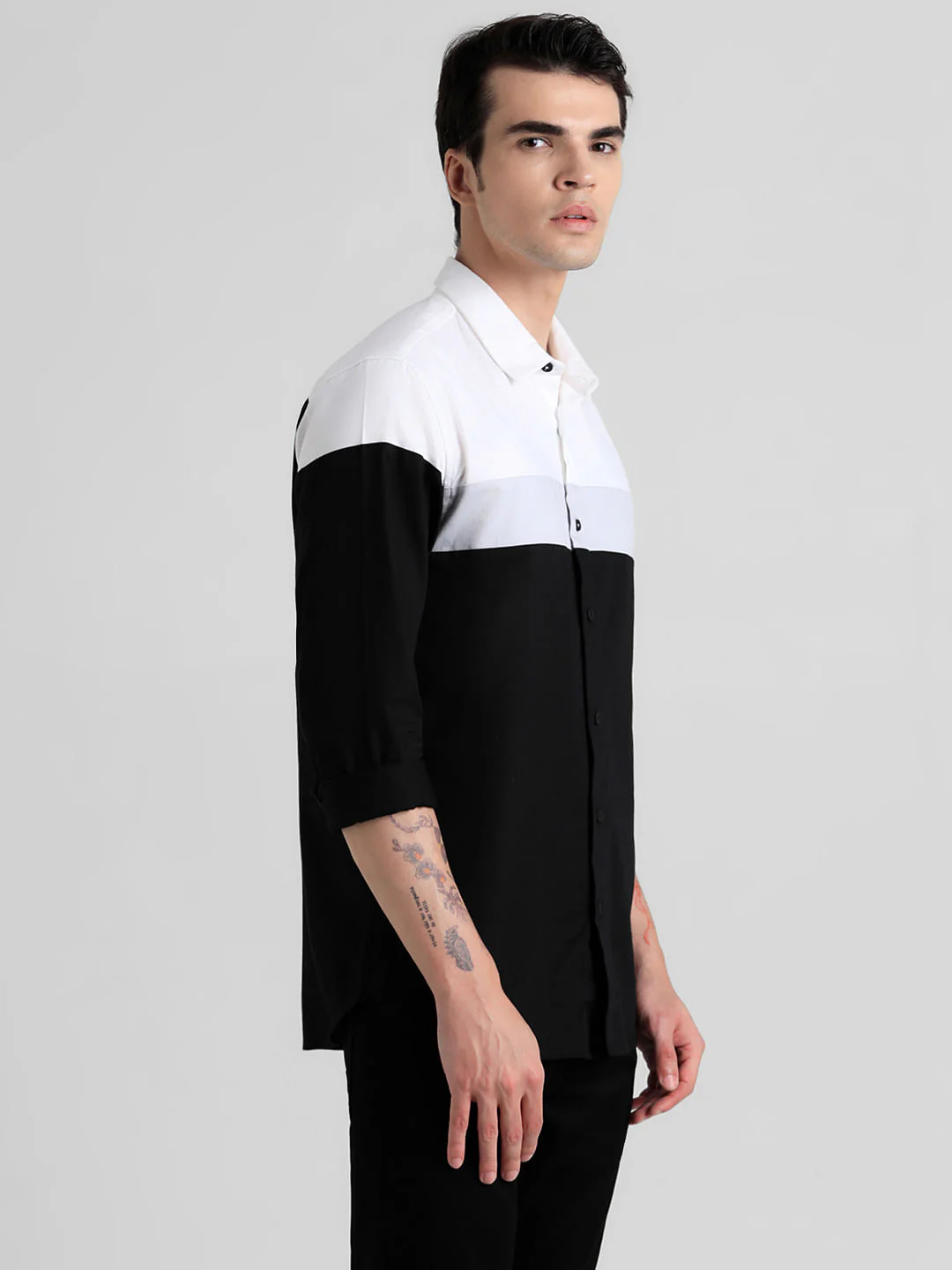 Black Colourblocked Full Sleeves Shirt - Image 3
