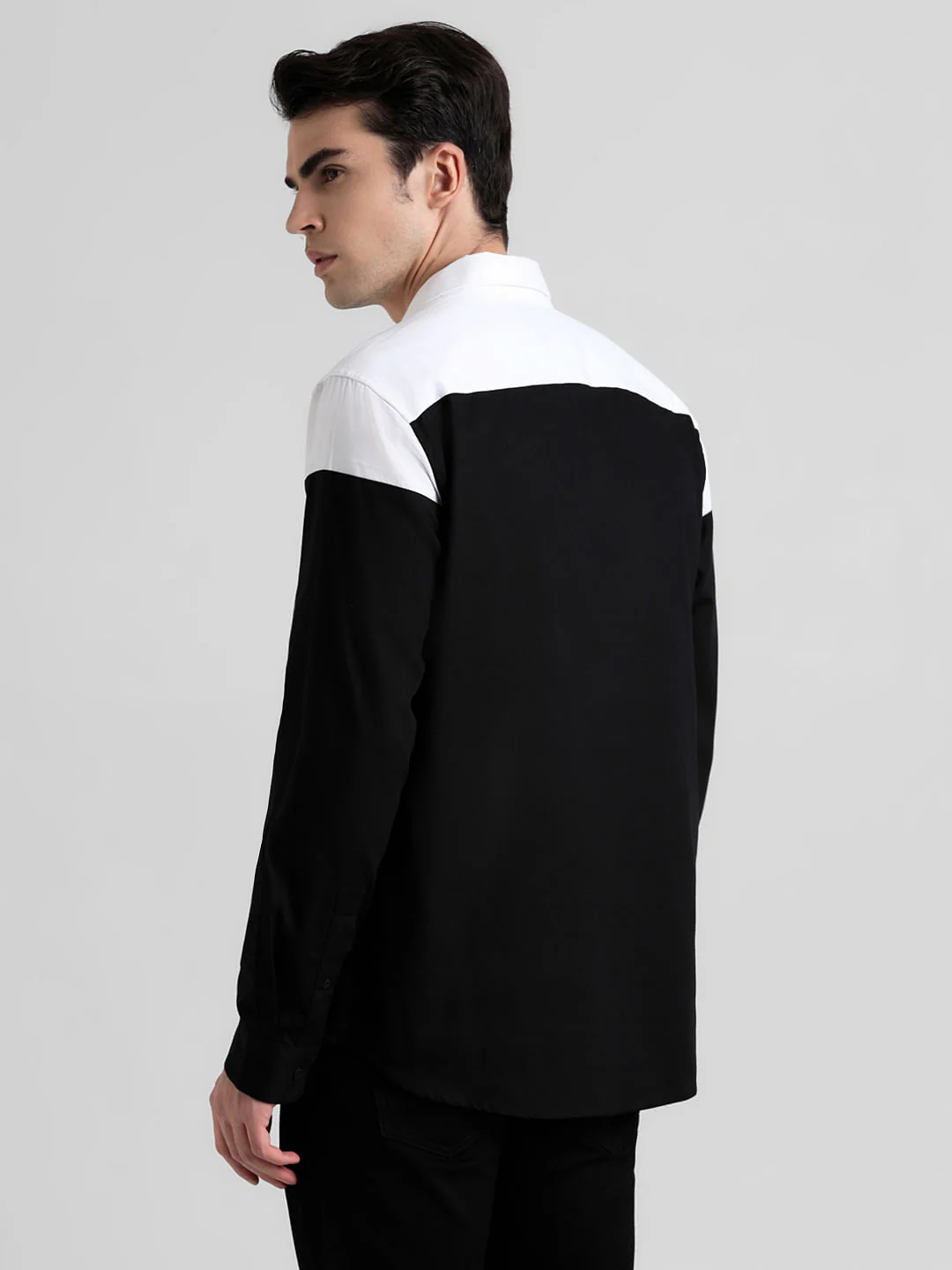 Black Colourblocked Full Sleeves Shirt - Image 4