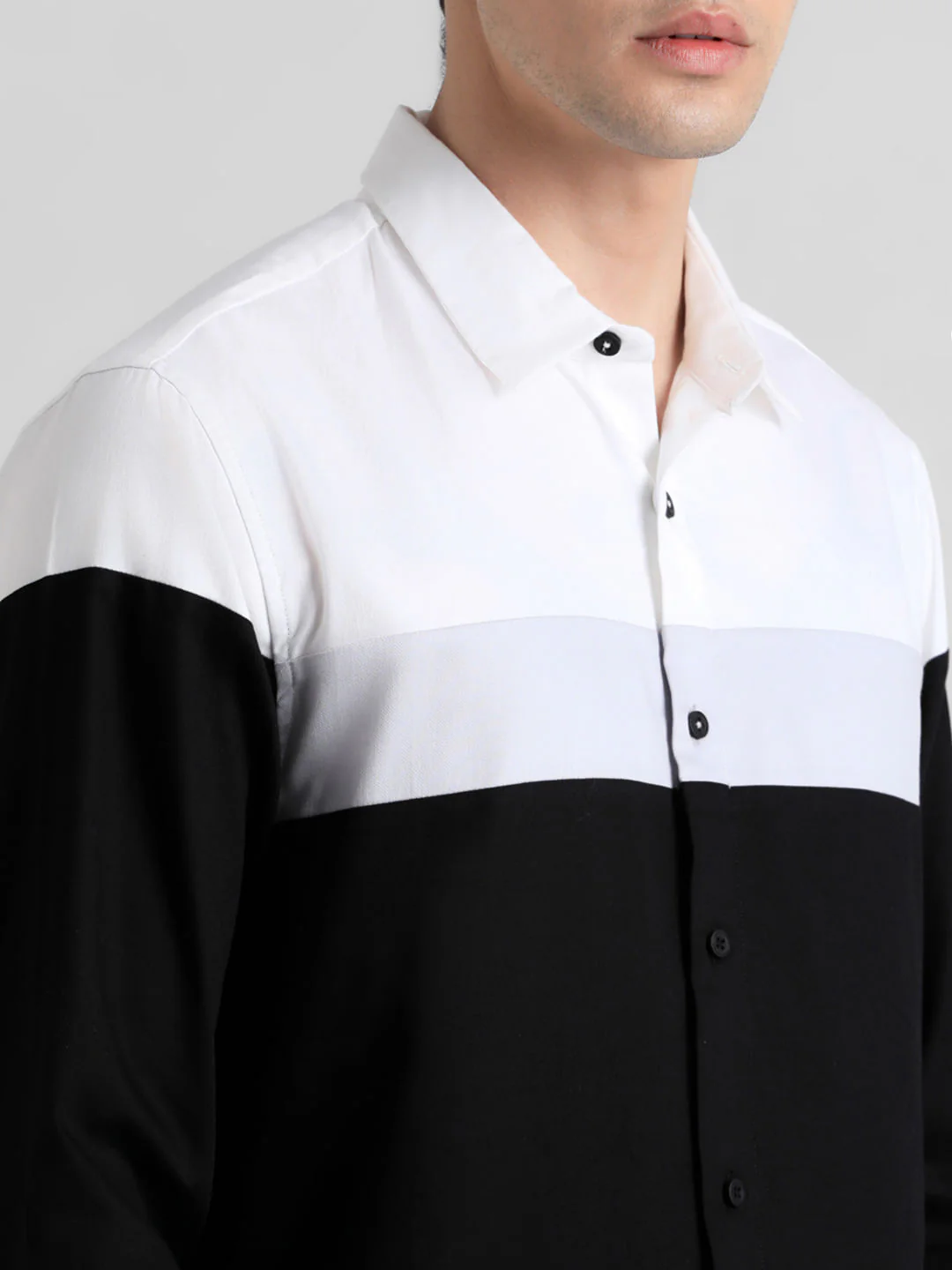 Black Colourblocked Full Sleeves Shirt - Image 5