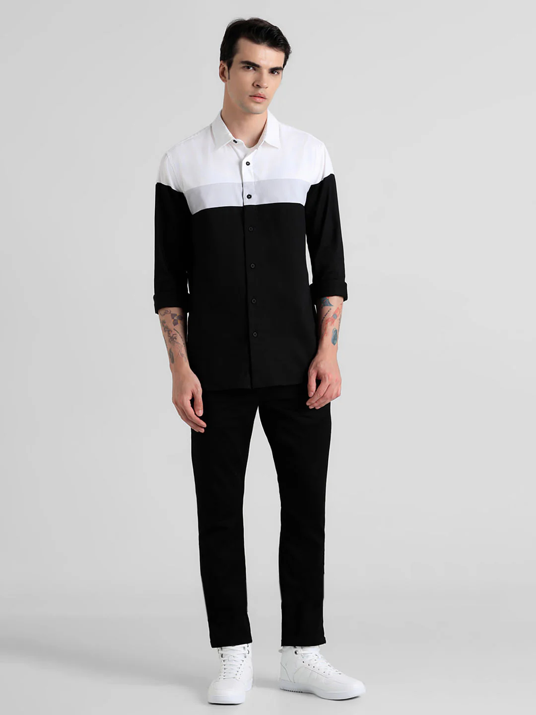 Black Colourblocked Full Sleeves Shirt - Image 6