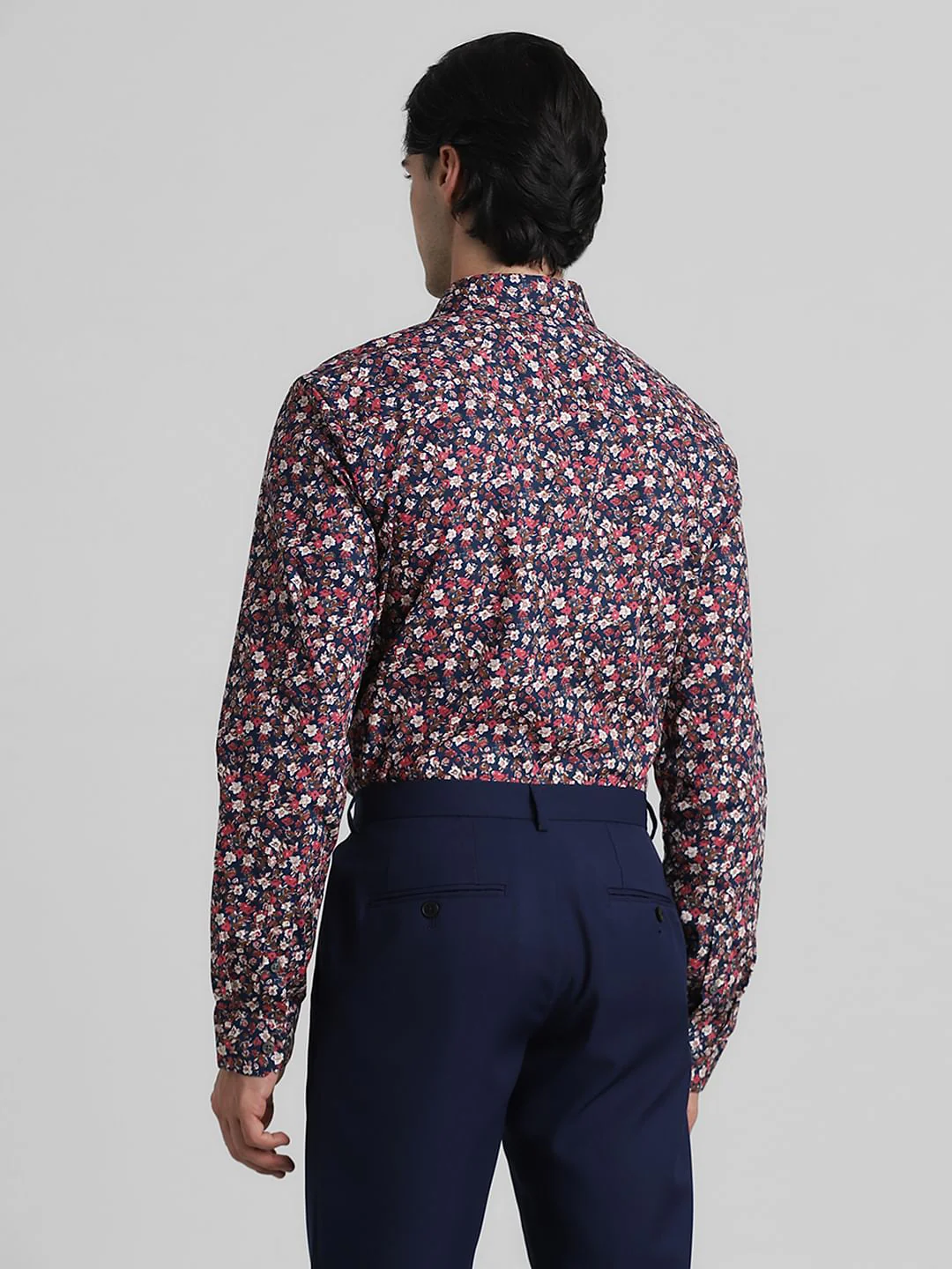 Blue Floral Print Full Sleeves Shirt - Image 4