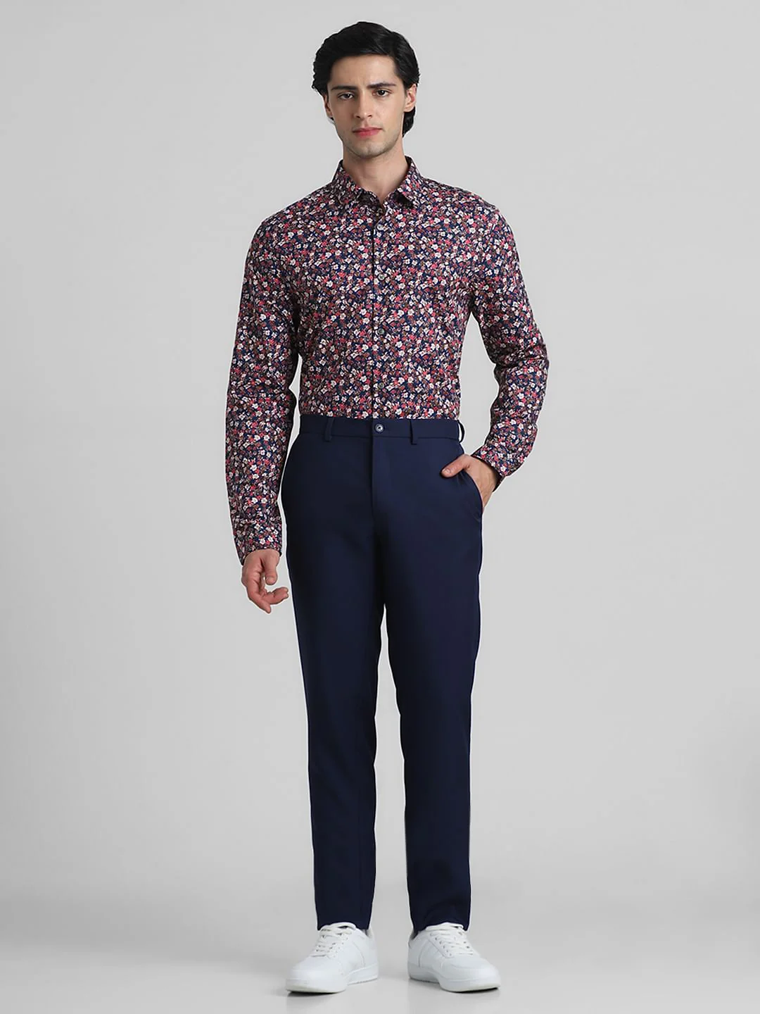 Blue Floral Print Full Sleeves Shirt - Image 6