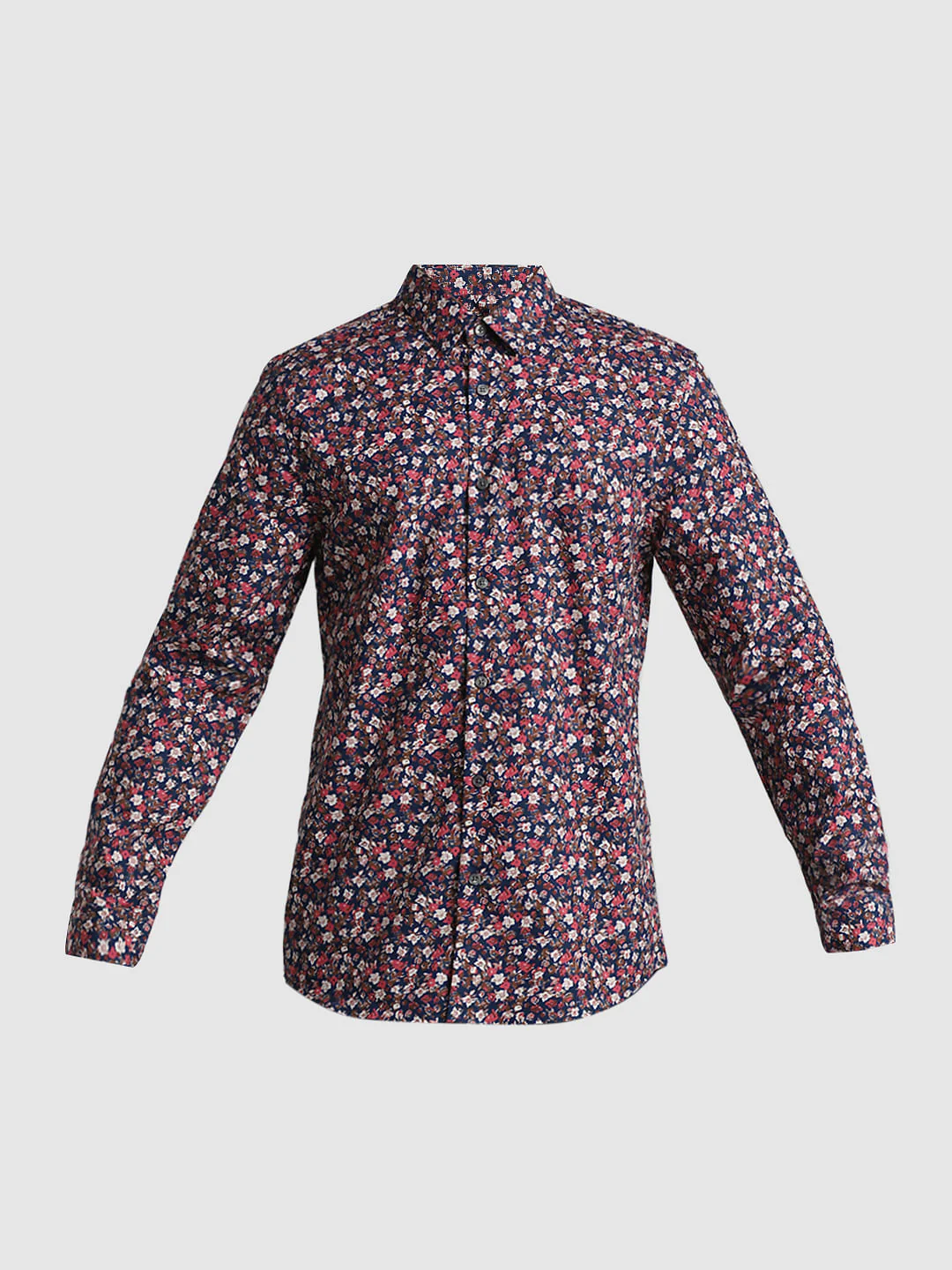 Blue Floral Print Full Sleeves Shirt - Image 7