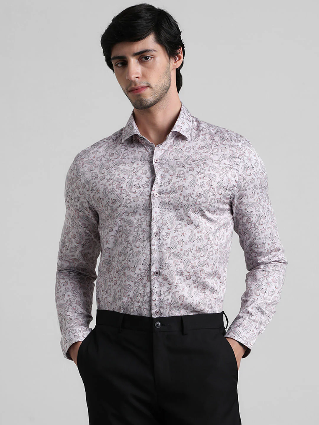 White Paisley Print Formal Shirt - Image 2