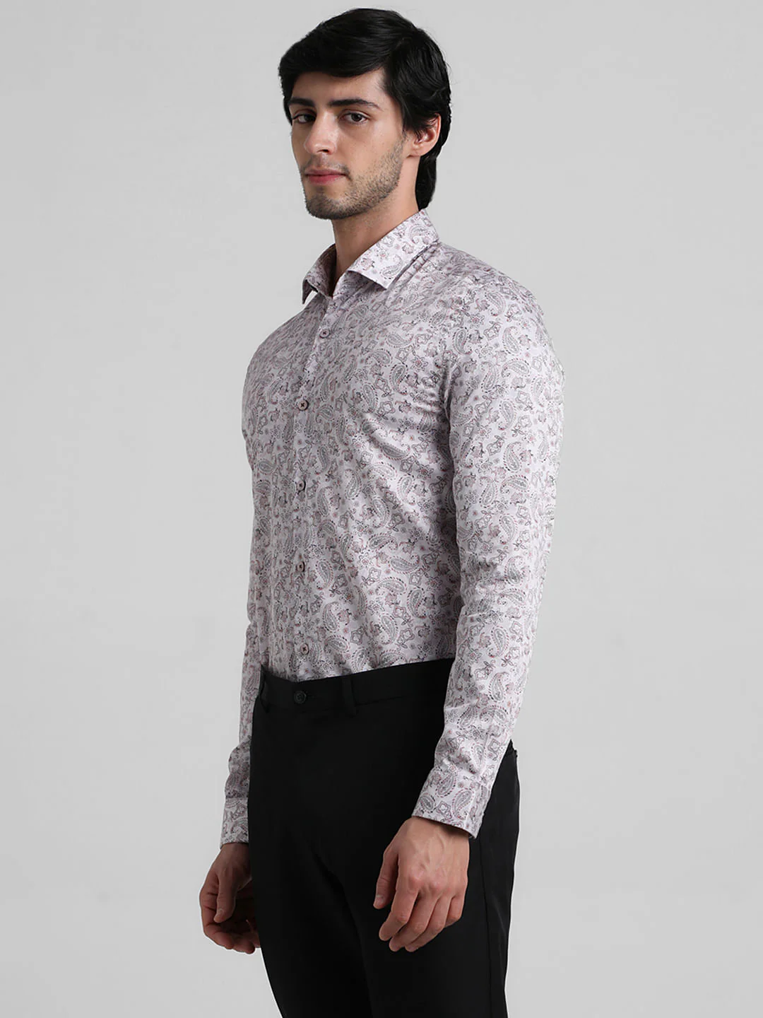 White Paisley Print Formal Shirt - Image 3