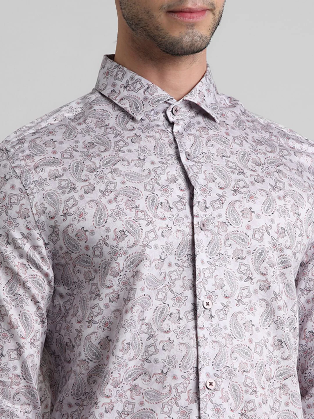 White Paisley Print Formal Shirt - Image 5