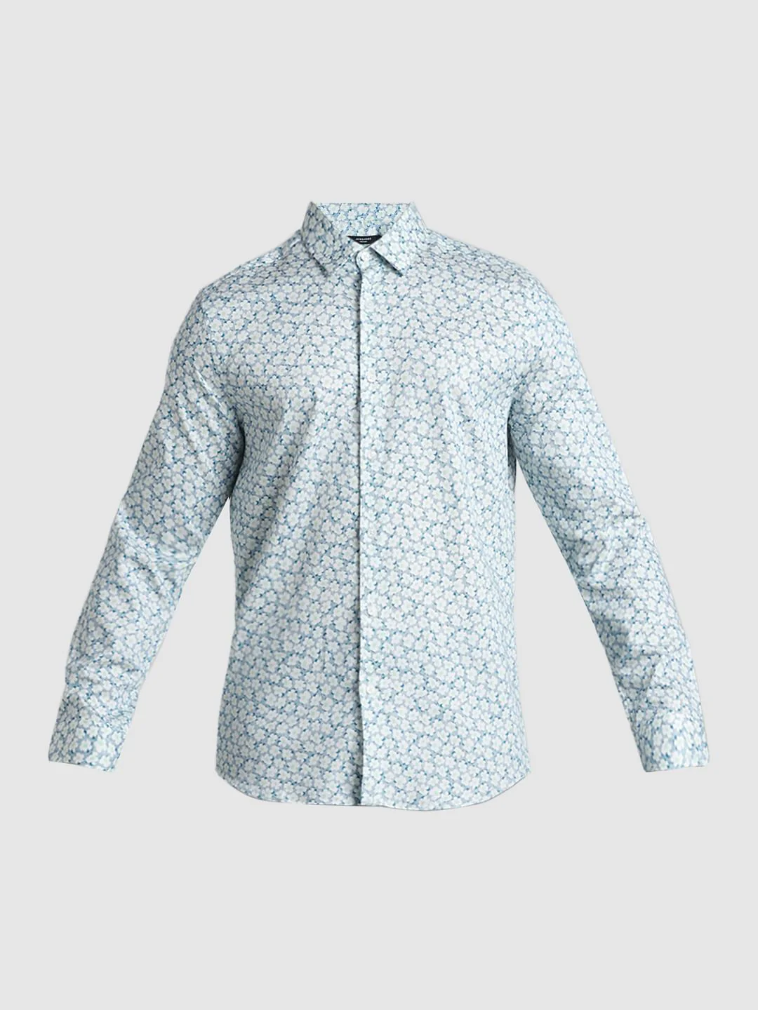 White & Blue Floral Full Sleeves Shirt - Image 8