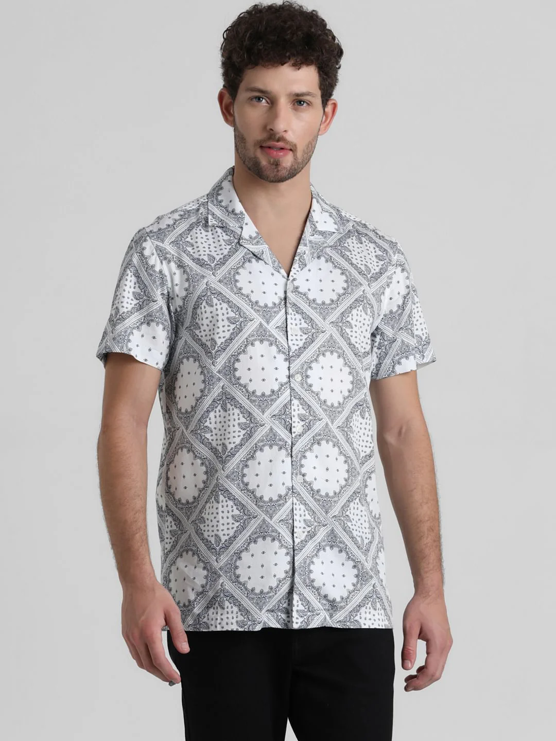White Abstract Print Shirt - Image 2