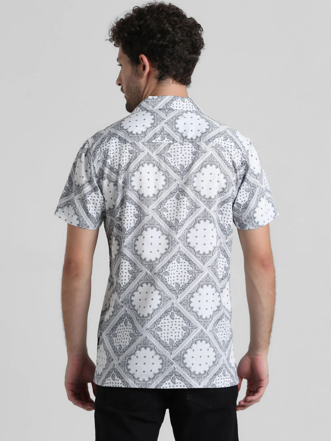 White Abstract Print Shirt - Image 4