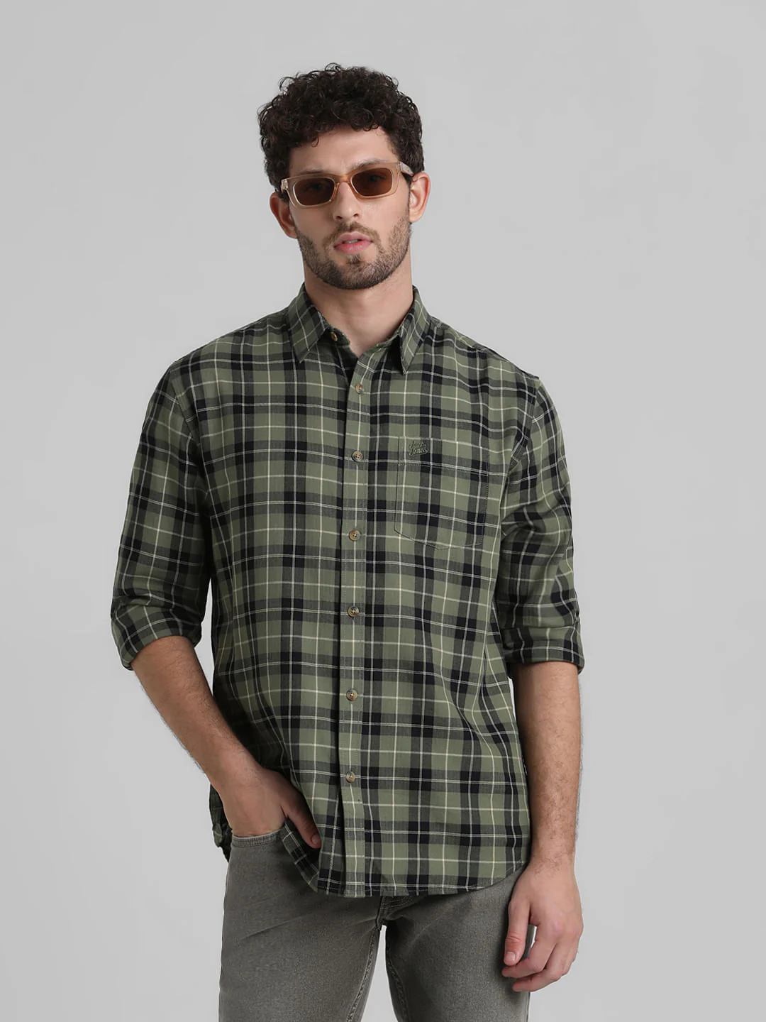 Green Check Full Sleeves Shirt