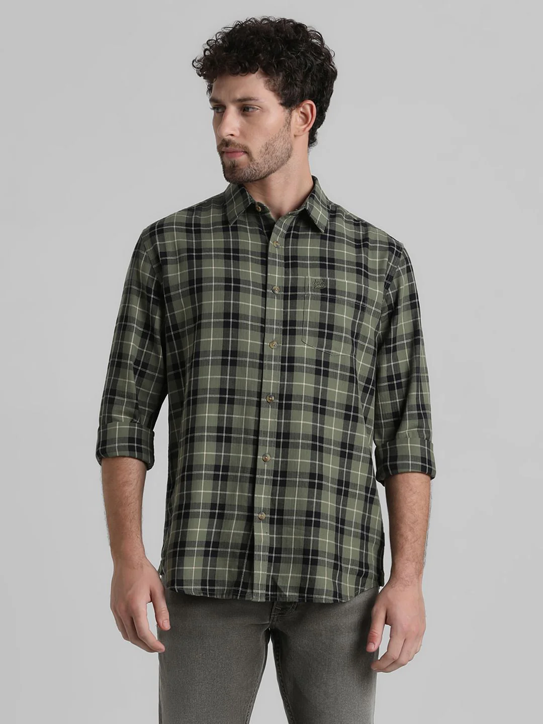 Green Check Full Sleeves Shirt - Image 2