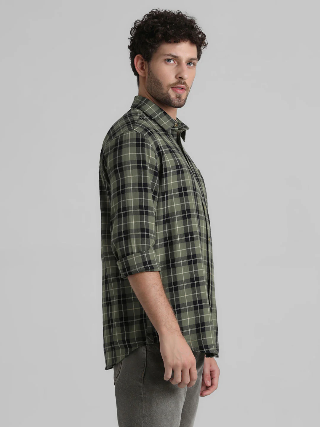 Green Check Full Sleeves Shirt - Image 3