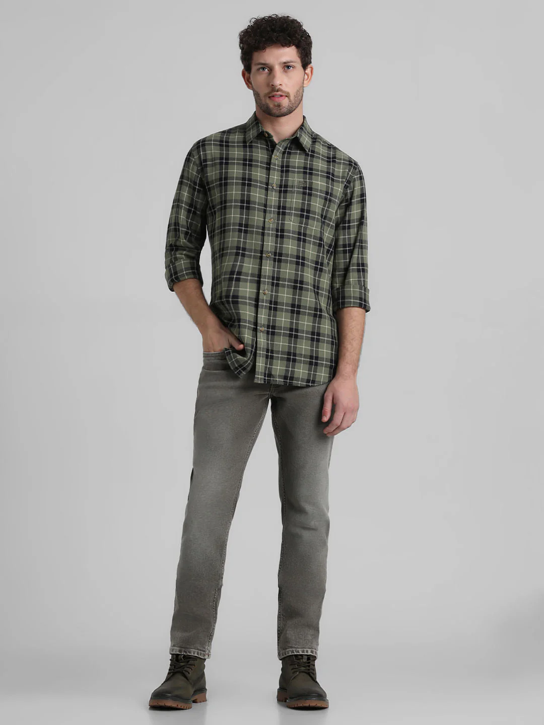 Green Check Full Sleeves Shirt - Image 6