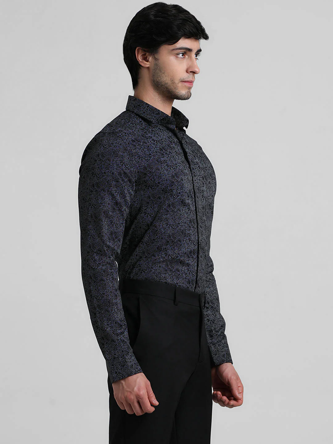 Black Abstract Print Formal Shirt - Image 3