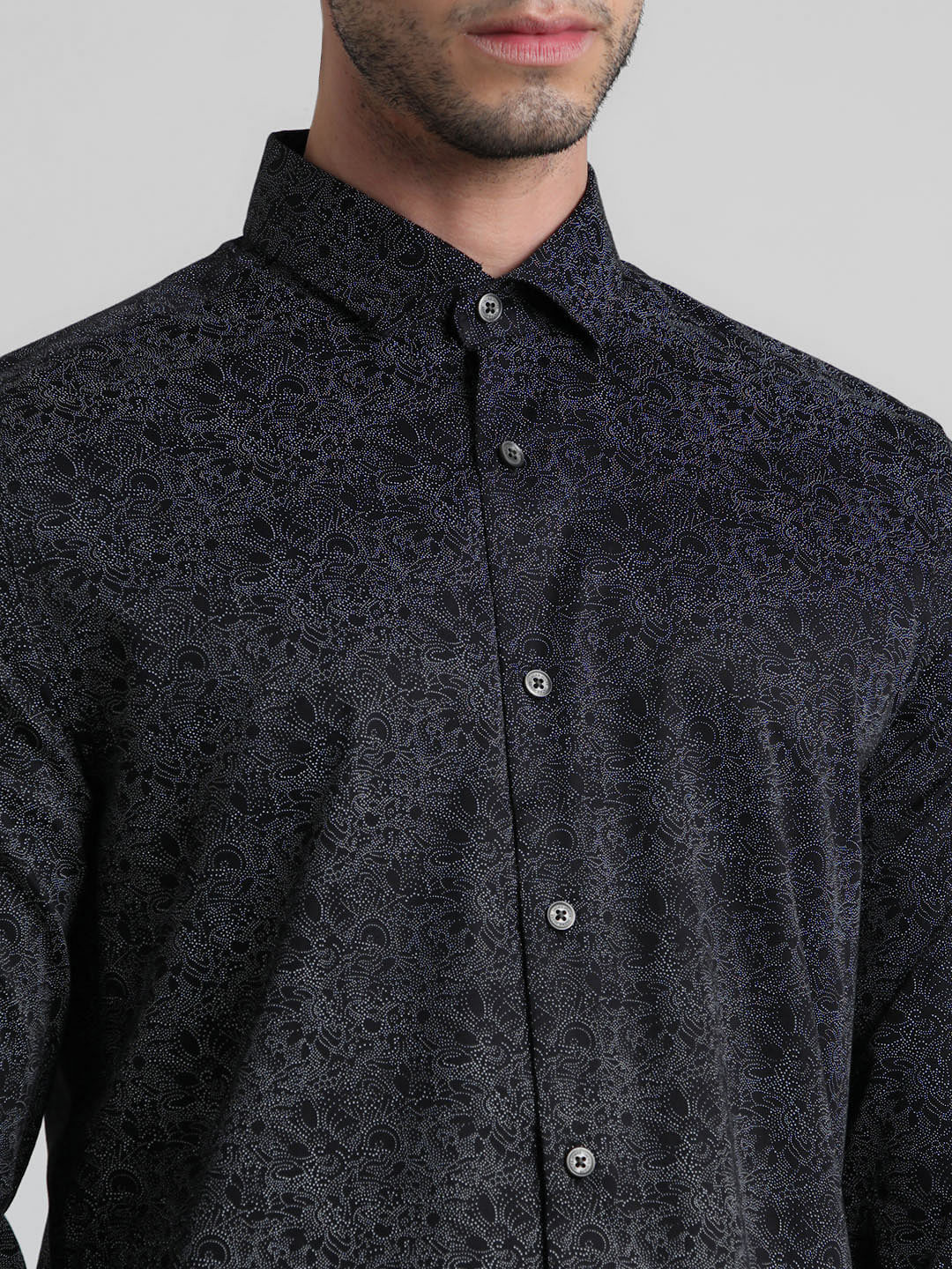 Black Abstract Print Formal Shirt - Image 5