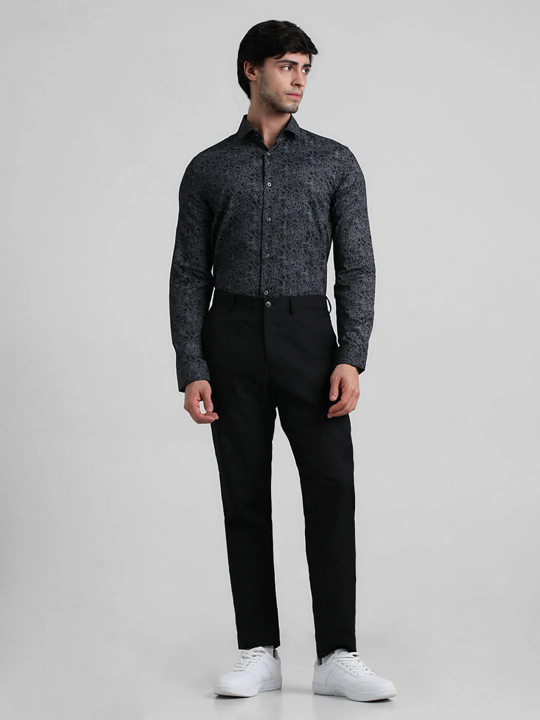 Black Abstract Print Formal Shirt - Image 6