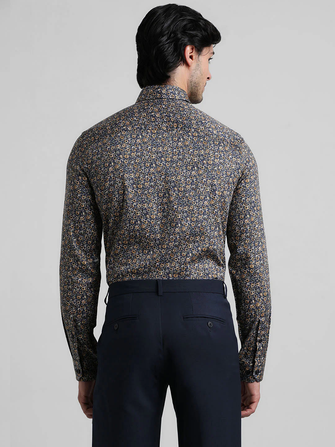 Black Ditsy Floral Print Formal Shirt - Image 4