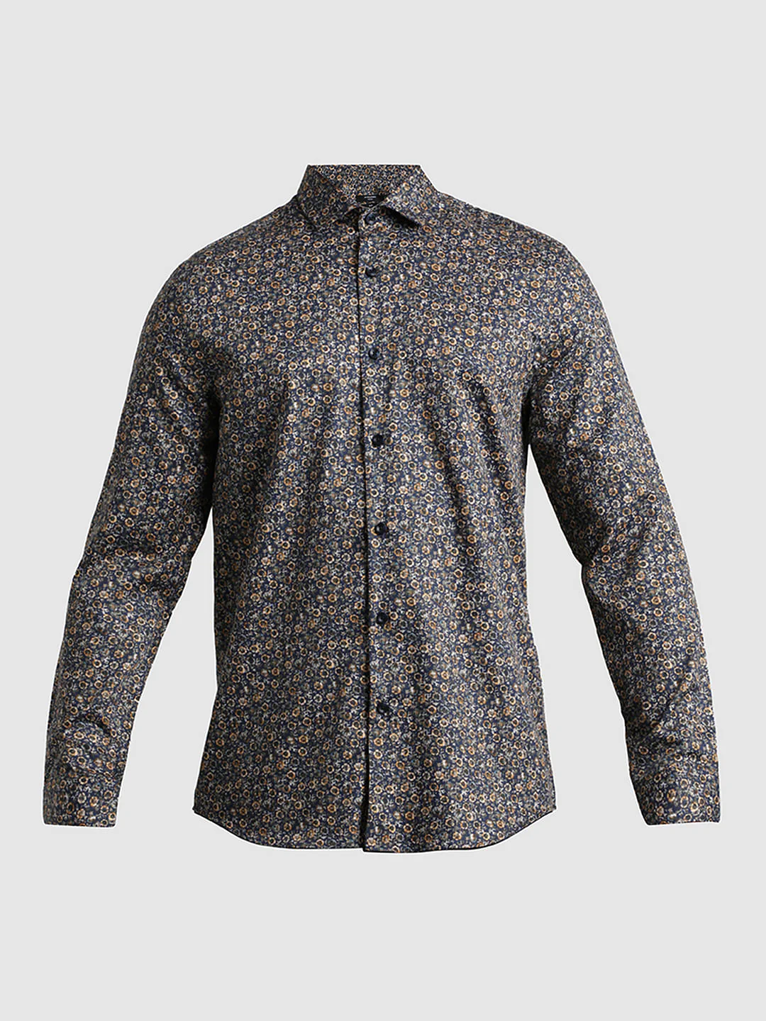Black Ditsy Floral Print Formal Shirt - Image 7