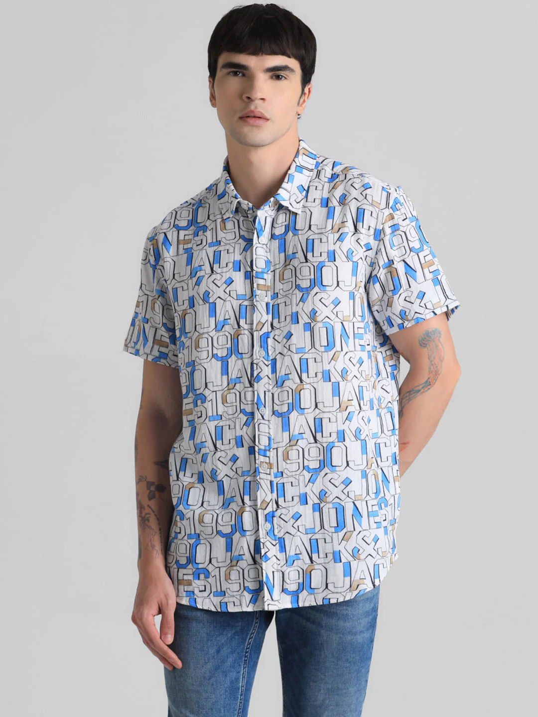 White Logo Print Short Sleeves Shirt - Image 2