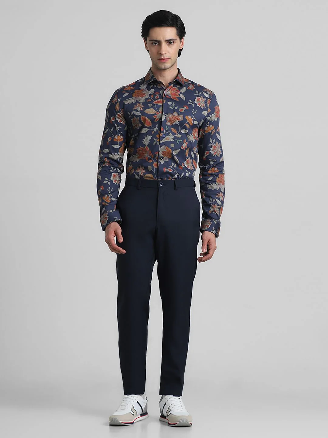 Blue Floral Print Full Sleeves Shirt - Image 6