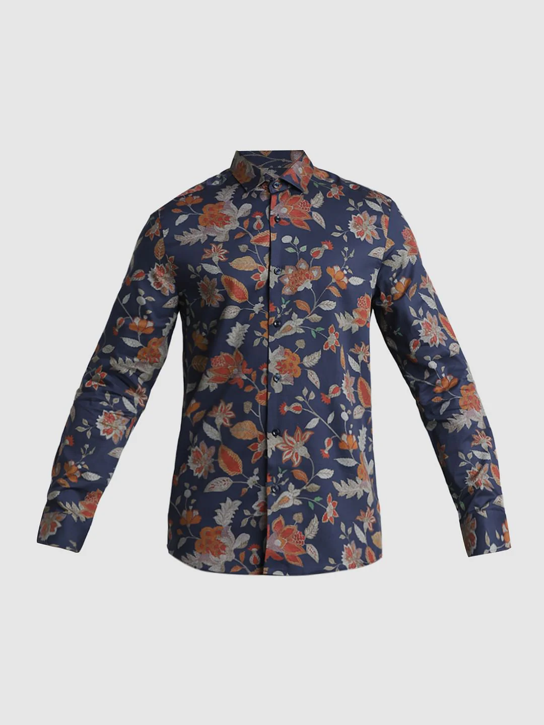 Blue Floral Print Full Sleeves Shirt - Image 7