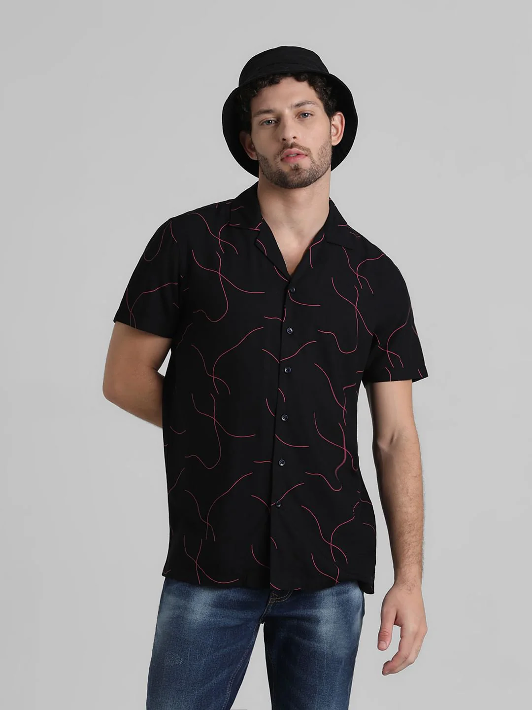 Black Abstract Print Shirt