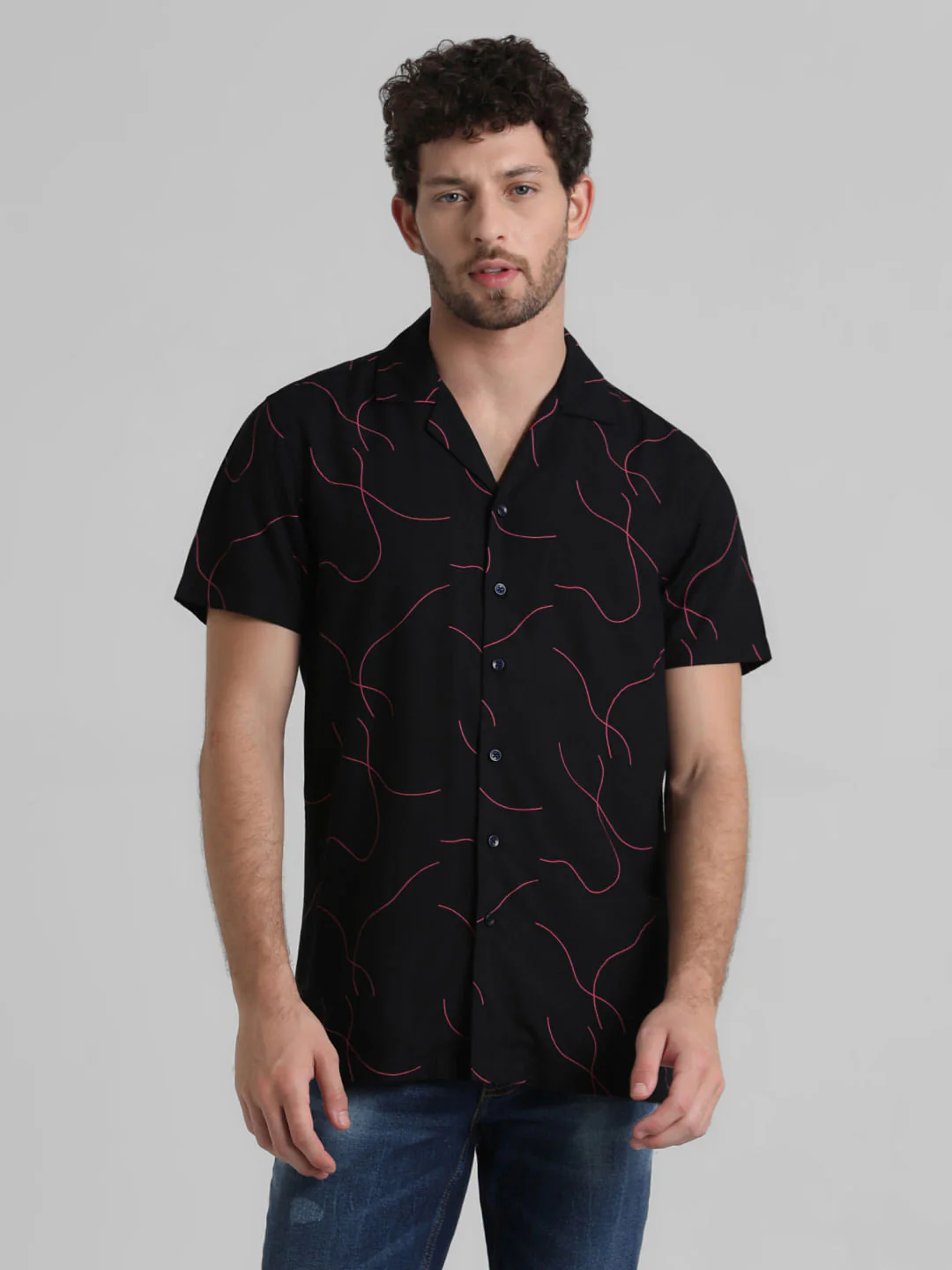 Black Abstract Print Shirt - Image 2