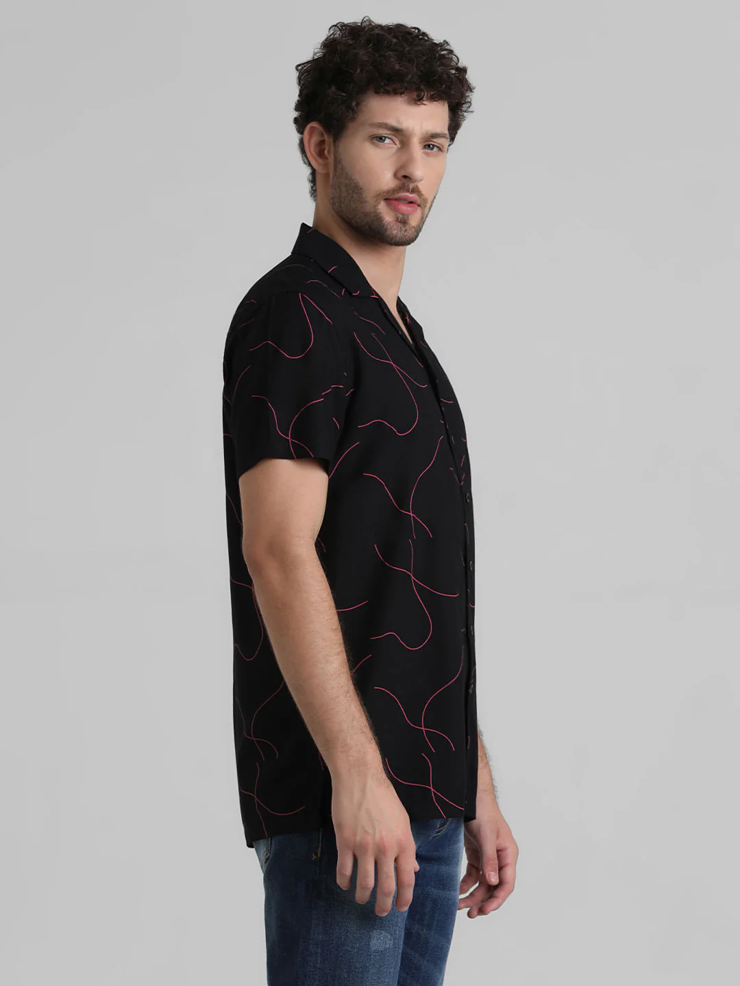 Black Abstract Print Shirt - Image 3