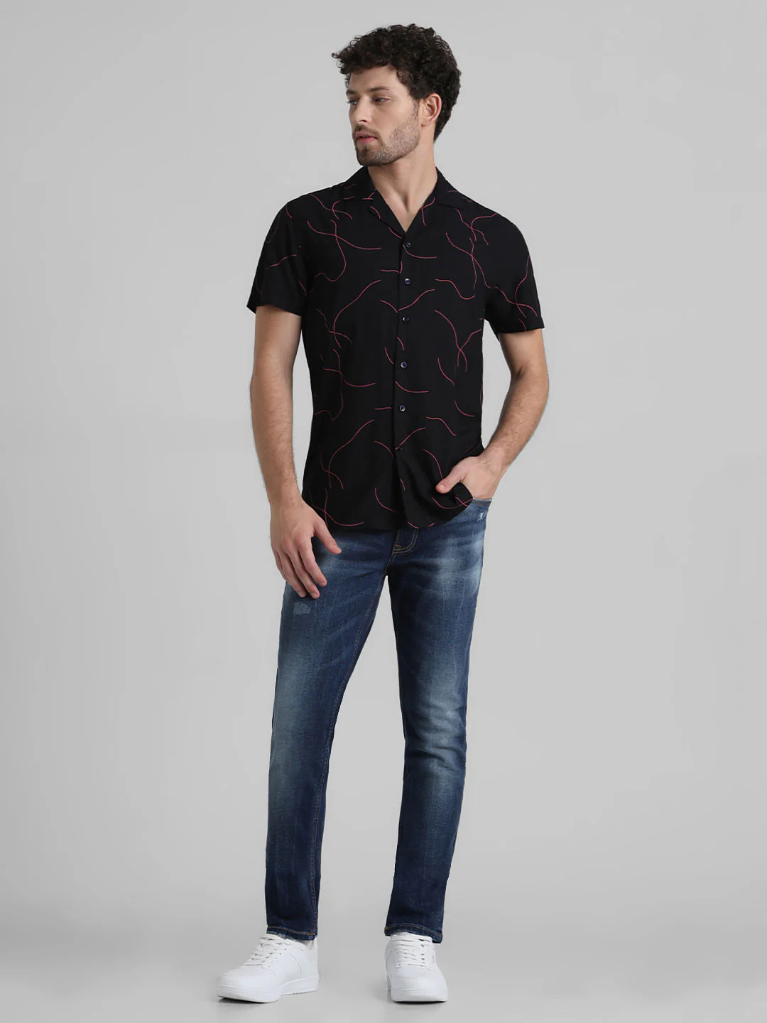 Black Abstract Print Shirt - Image 6