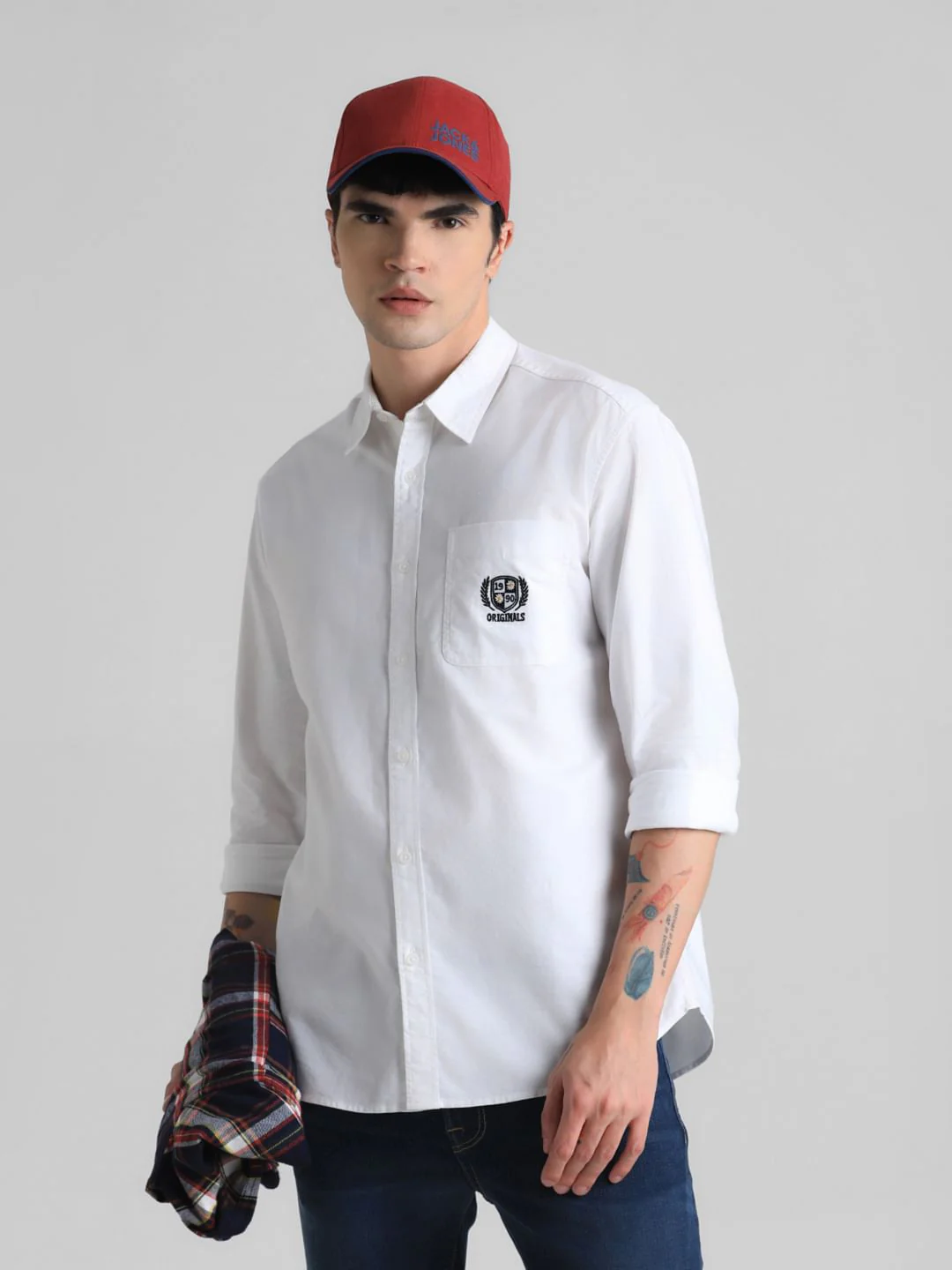 White Embroidered Patch Shirt
