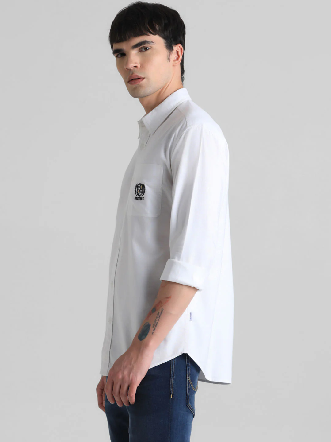 White Embroidered Patch Shirt - Image 3