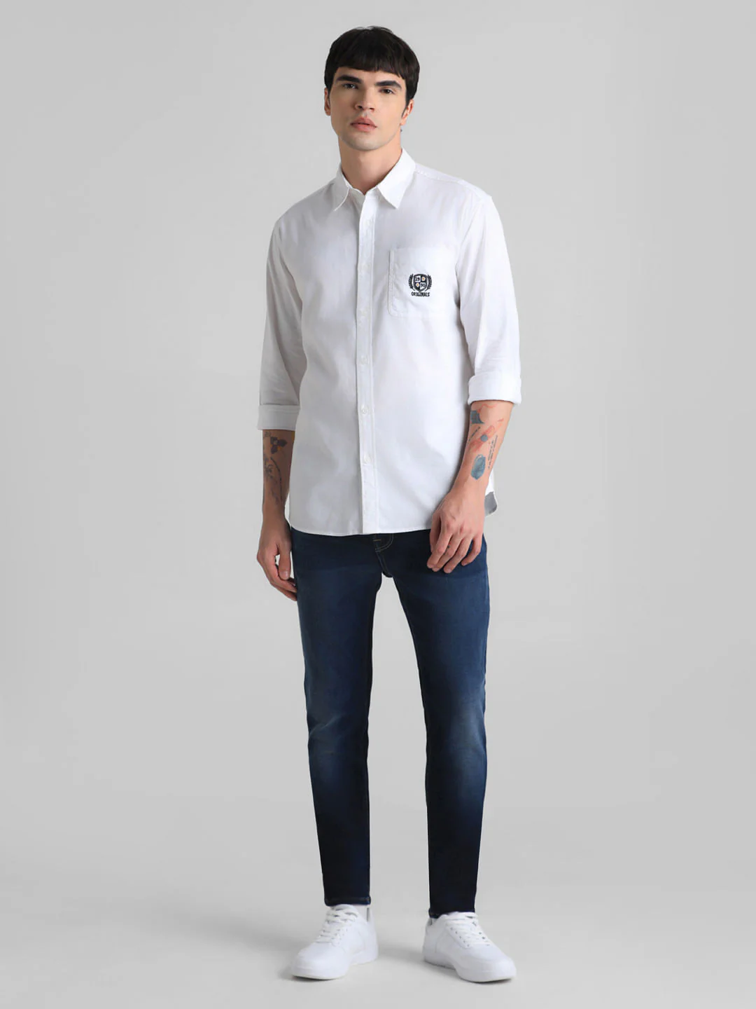 White Embroidered Patch Shirt - Image 6