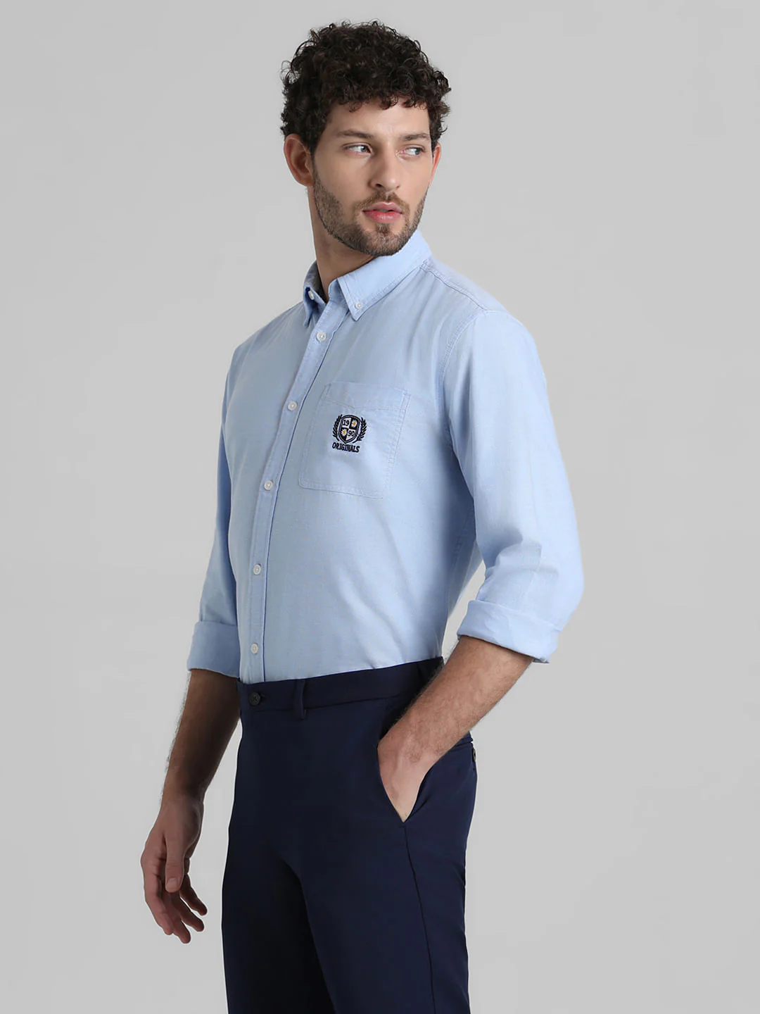 Blue Embroidered Patch Shirt - Image 3