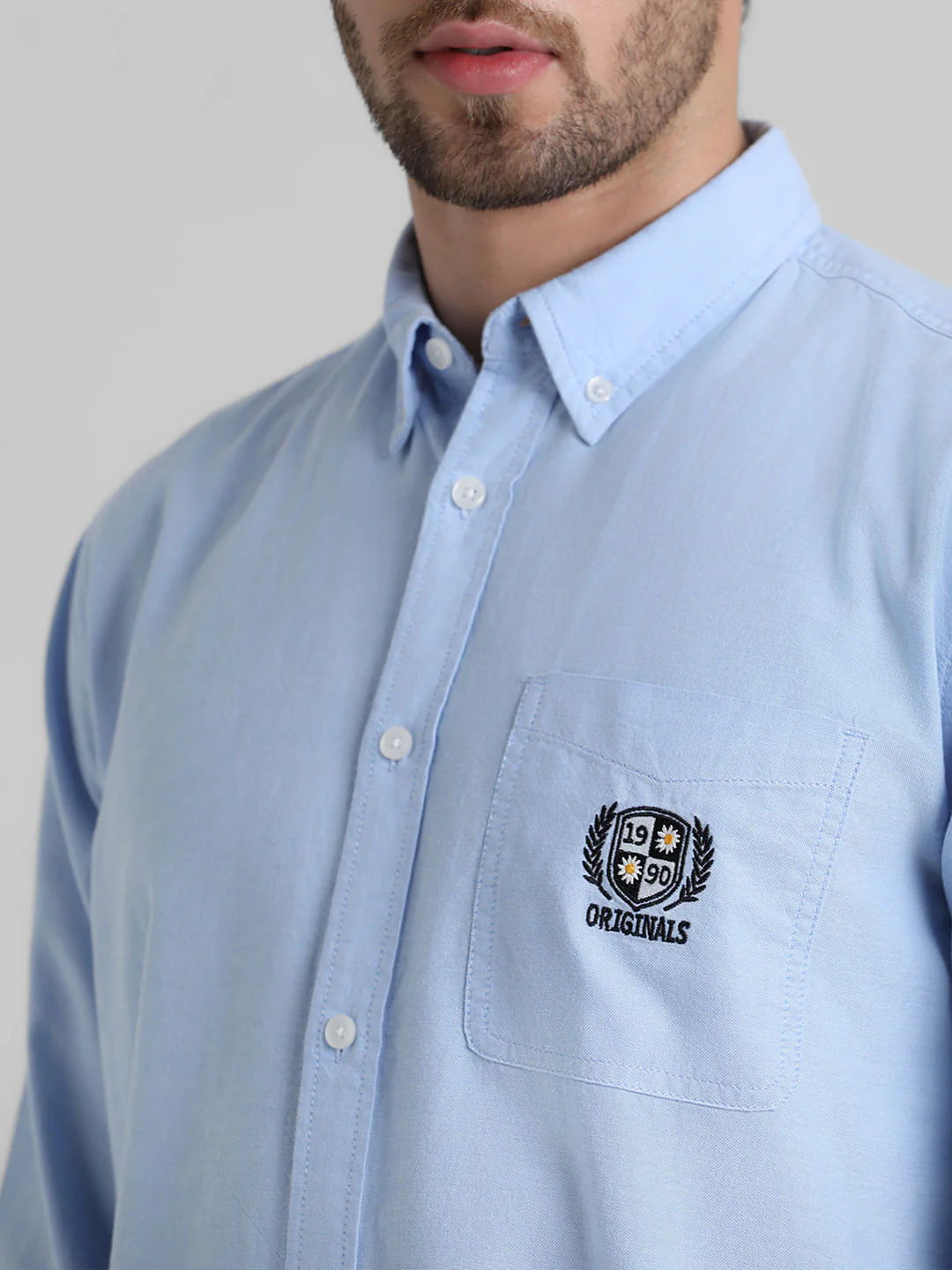 Blue Embroidered Patch Shirt - Image 5