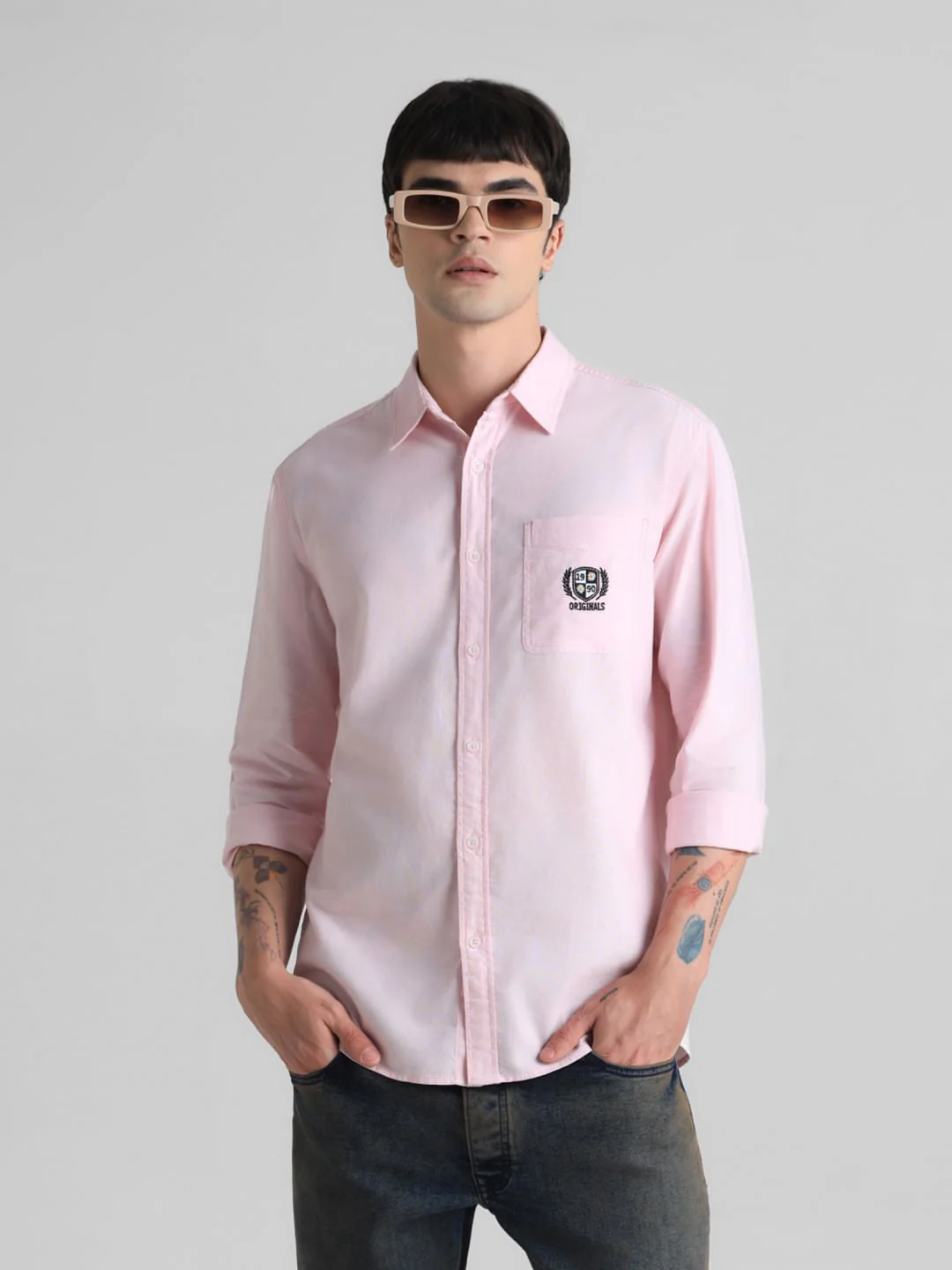 Pink Embroidered Patch Shirt